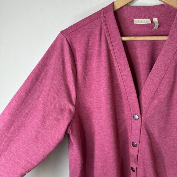 Logo by Lori Goldstein Cardigan Women’s Large Pink Pockets Snap Up - Picture 3 of 11